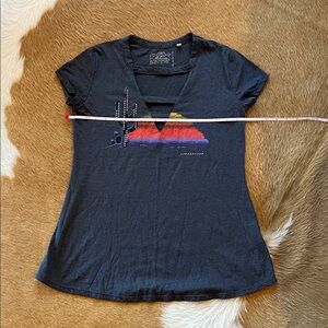 Panhandle dark gray cotton V-neck T-shirt